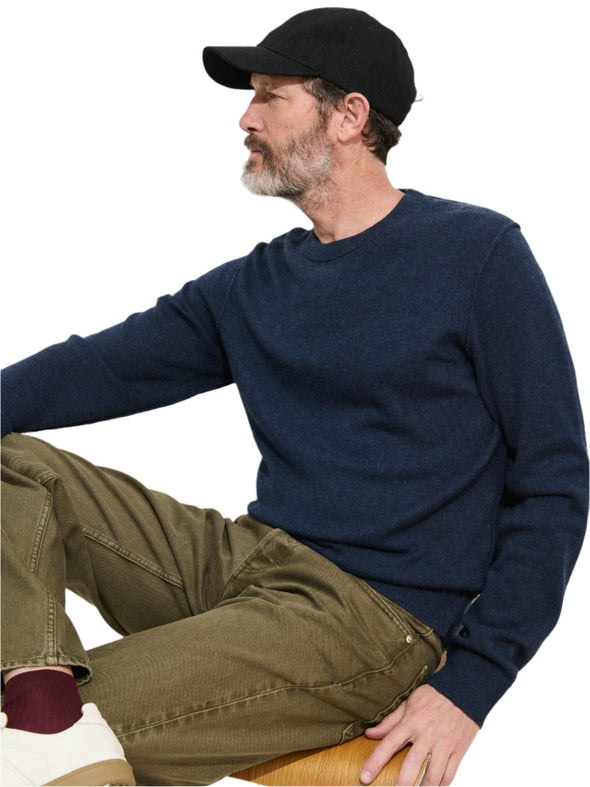 Alex Mill Reverse Seam Crew Sweater in Heather Navy