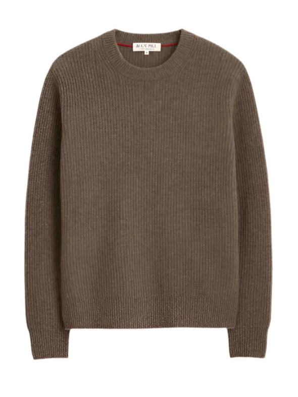 Alex Mill Jordan Washed Cashmere Sweater in Heather Walnut