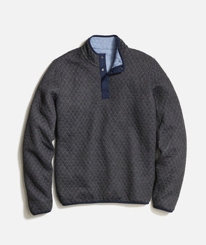 Marine Layer Corbet Quilted Reversible Pullover in Light Blue / Charcoal
