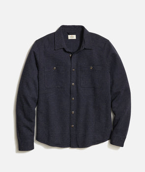 Marine Layer Pacifica Stretch Twill Shirt in Dark Herringbone