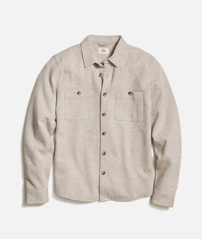 Marine Layer Pacifica Stretch Twill Shirt in Outmeal Nep