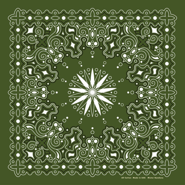 Mister Bandana North Star in Olive Green