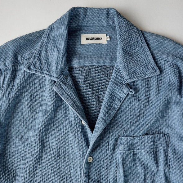 Taylor Stitch SS Hawthorne Shirt in Washed Indigo Crepe