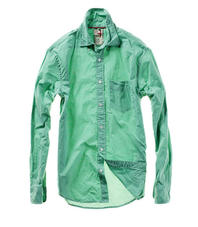 Relwen Micro-Gingham Check LS Shirt in Lawn Green/White