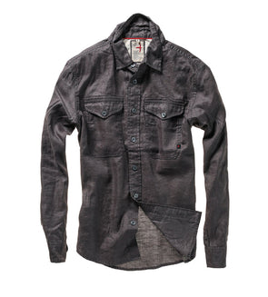 Relwen Slub Linen Workshirt in Smok