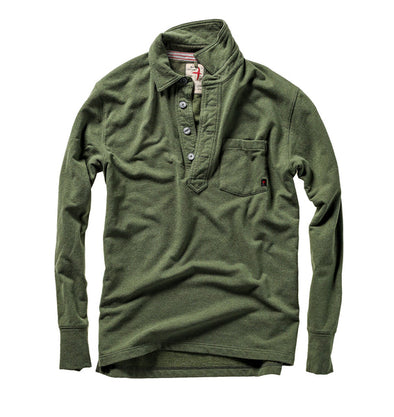 Relwen Loopback L/S Polo in Bright Loden Heather