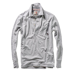Relwen Loopback L/S Polo in Bright Light Grey Heather