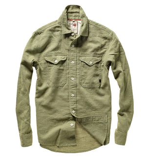 Relwen Linen Workshirt in Bright Olive