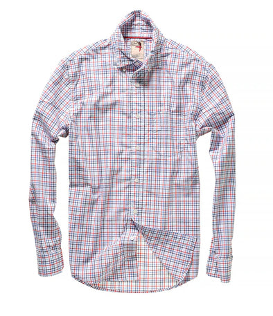 Relwen Graph Plaids LS Shirt in White/Red/Blue Tattersall