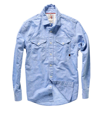 Relwen Utility Blues LS Shirt in Pale Blue