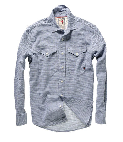 Relwen Utility Blues LS Shirt in White/Blue Deco Check