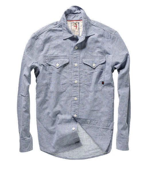 Relwen Utility Blues LS Shirt in White/Blue Deco Check