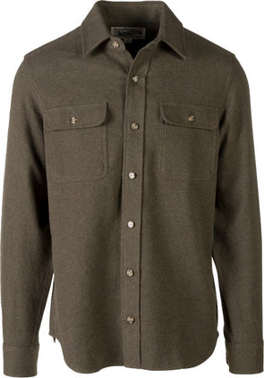 Schott N. Y. C. Long Sleeve Solid Flannel Cotton Shirt in Olive