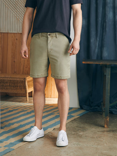 Faherty Coastlline Stretch Chino Short in Mountain Olive