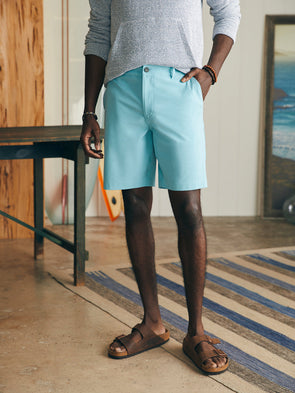 Faherty Belt Loop All Day Shorts in Turquoise Sky