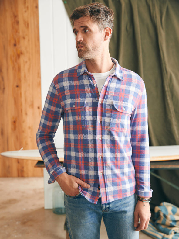 Faherty Legend Sweater Shirt in Viewpoint Rose Plaid
