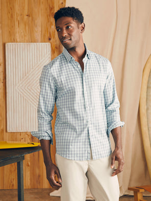 Faherty Movement Shirt in Teal Coast Gingham