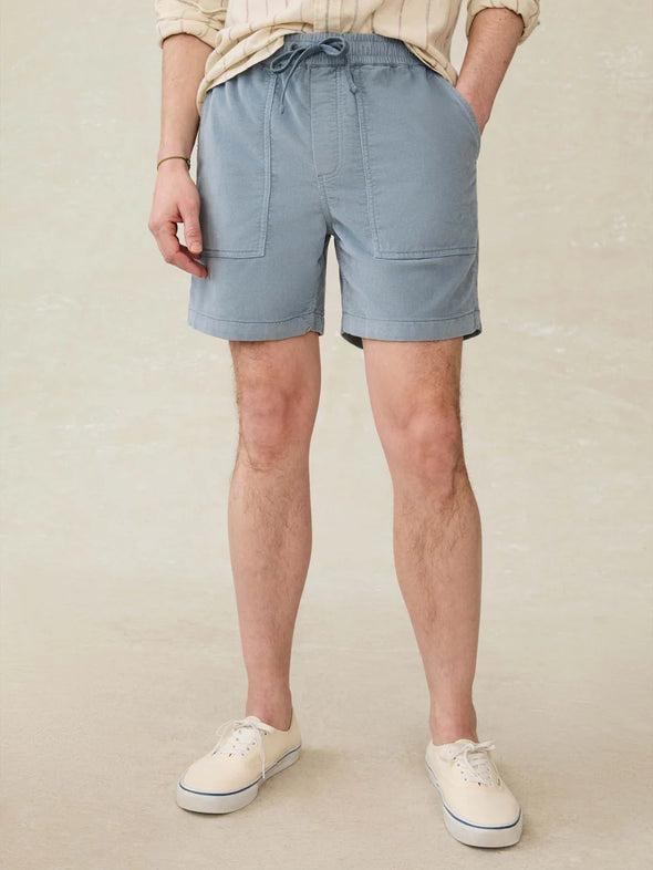 Faherty Corduroy Drawstring Utility Short in Light Flint
