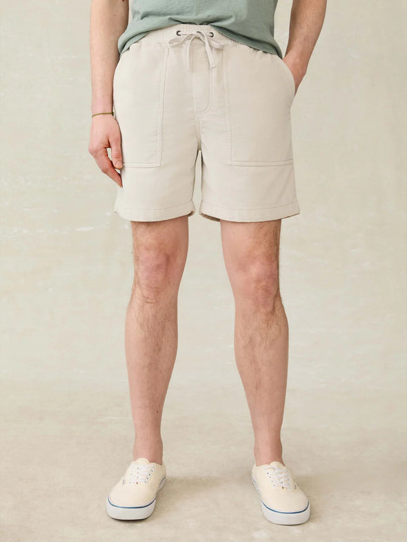 Faherty Corduroy Drawstring Utility Short in Plaza Stone