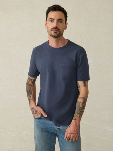 Faherty Sunwashed Pocket Tee in Dune Navy