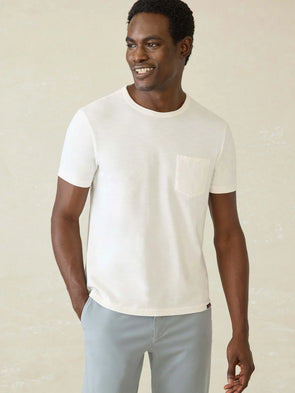 Faherty Sunwashed Pocket Tee in White