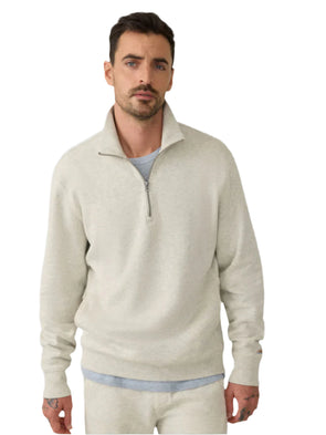 Faherty High Standard Fleece 1/4 Zip in Antique Ivory Heather