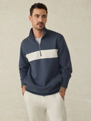 Faherty High Standard Fleece 1/4 Zip in Blue Nights Stripe