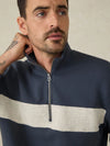 Faherty High Standard Fleece 1/4 Zip in Blue Nights Stripe