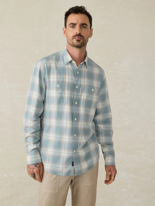Faherty Tried & True Chambray Workshirt in Emerald Coast Plaid