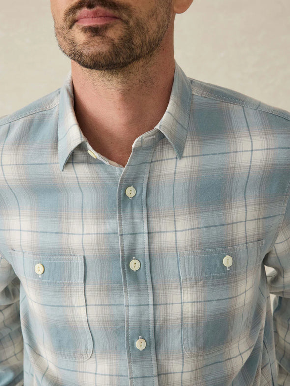 Faherty Tried & True Chambray Workshirt in Emerald Coast Plaid