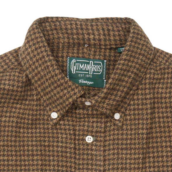 Gitman Vintage Japanese Houndstooth Twill Shirt in Brown