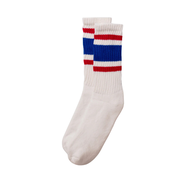 American Trench Retro Stripe Socks in Royal/Red