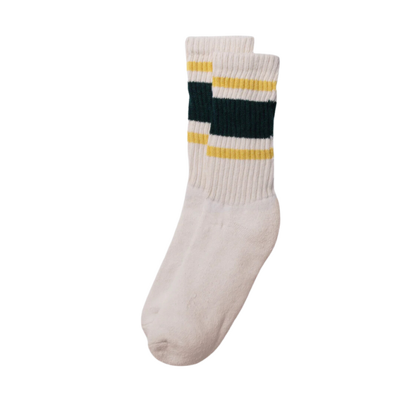 American Trench Retro Stripe Socks in Forest/Amber