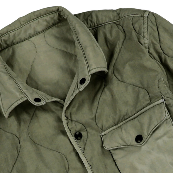 Save Khaki United Flight Quilted Shirt Jacket in Olive