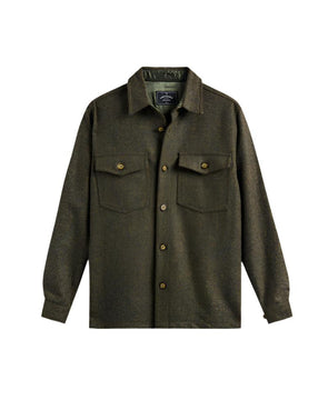 Portuguese Flannel Wool Field Overshirt in Forest Green