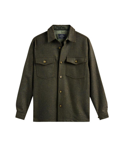 Portuguese Flannel Wool Field Overshirt in Forest Green