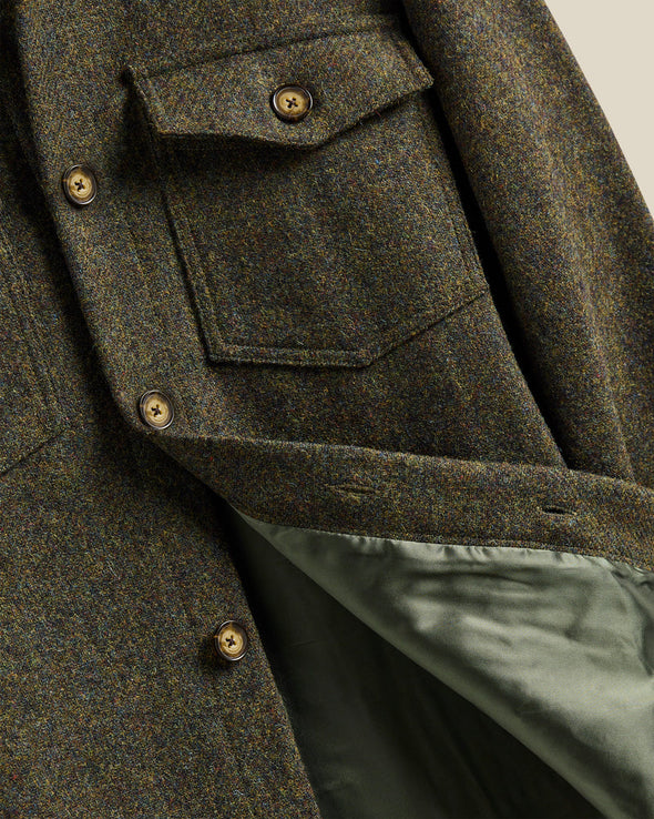 Portuguese Flannel Wool Field Overshirt in Forest Green