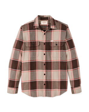 Filson Vintage Flannel Work Shirt in Tan/Orange Plaid
