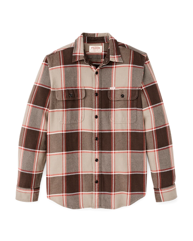 Filson Vintage Flannel Work Shirt in Tan/Orange Plaid