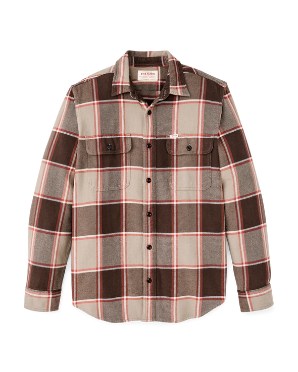 Filson Vintage Flannel Work Shirt in Tan/Orange Plaid