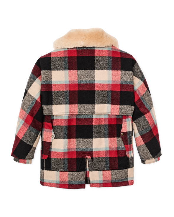 Filson Lined Wool Packer Coat in Red/Cream/Blue Plaid