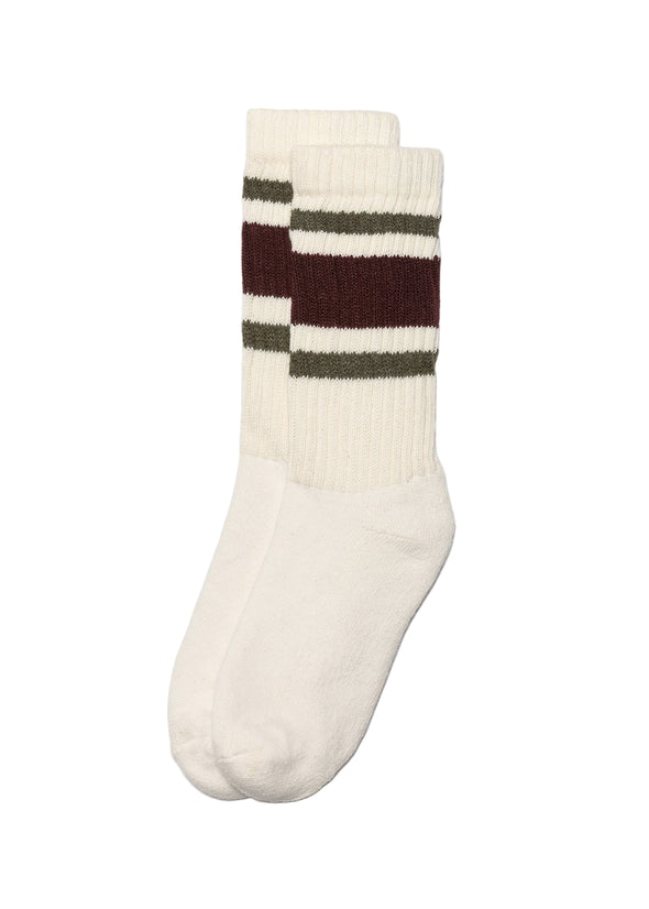 American Trench Retro Stripe Sock in Berry/Olive