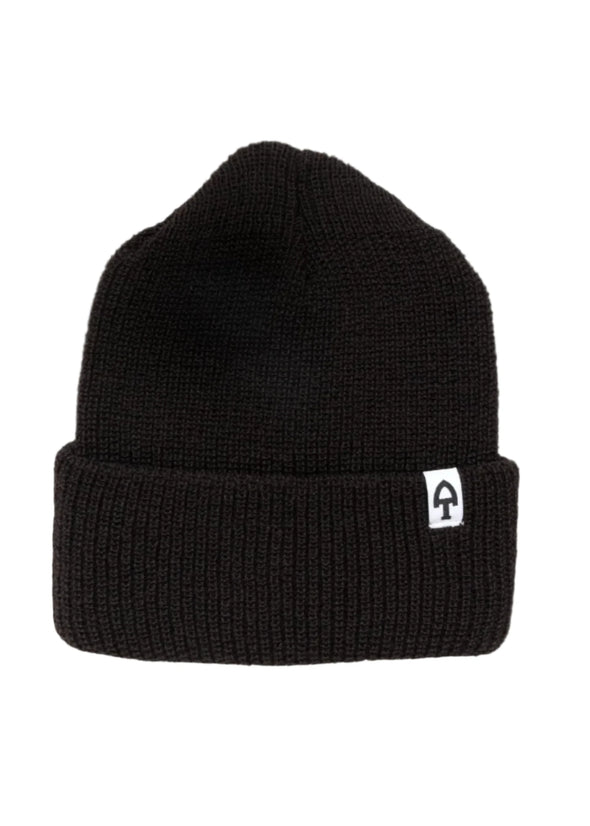 American Trench Merino Cardigan Stitch Beanie in Black