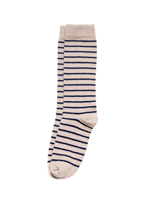 American Trench Breton Sock in Linen/Navy