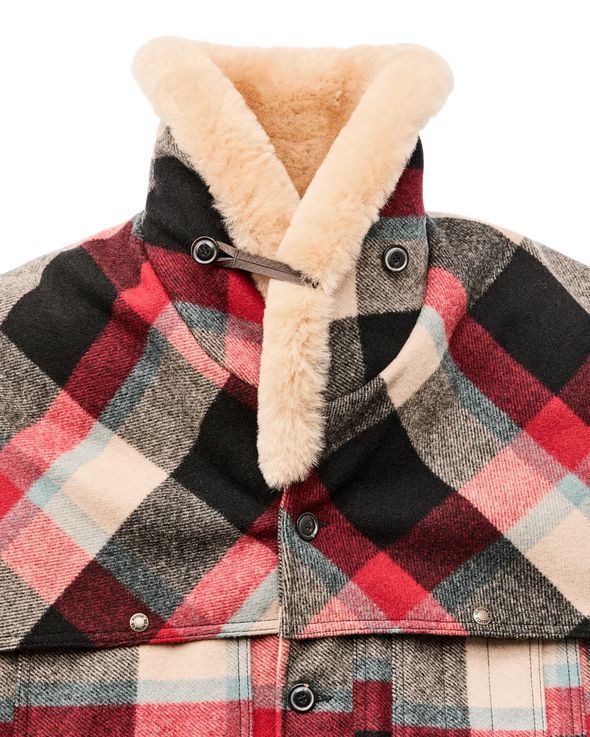 Filson Lined Wool Packer Coat in Red/Cream/Blue Plaid