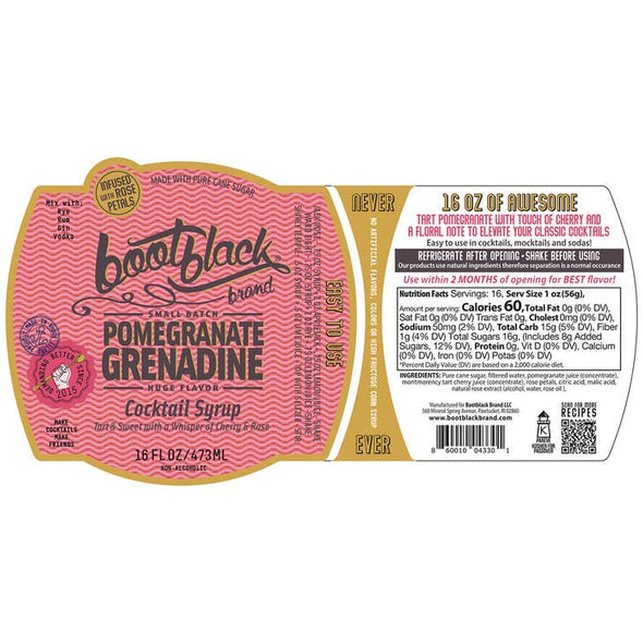 Bootblack Pomegranate Grenadine Cocktail Syrup 16oz.