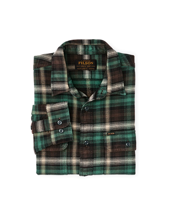 Filson Vintage Flannel Work Shirt in Brown/Cream Plaid