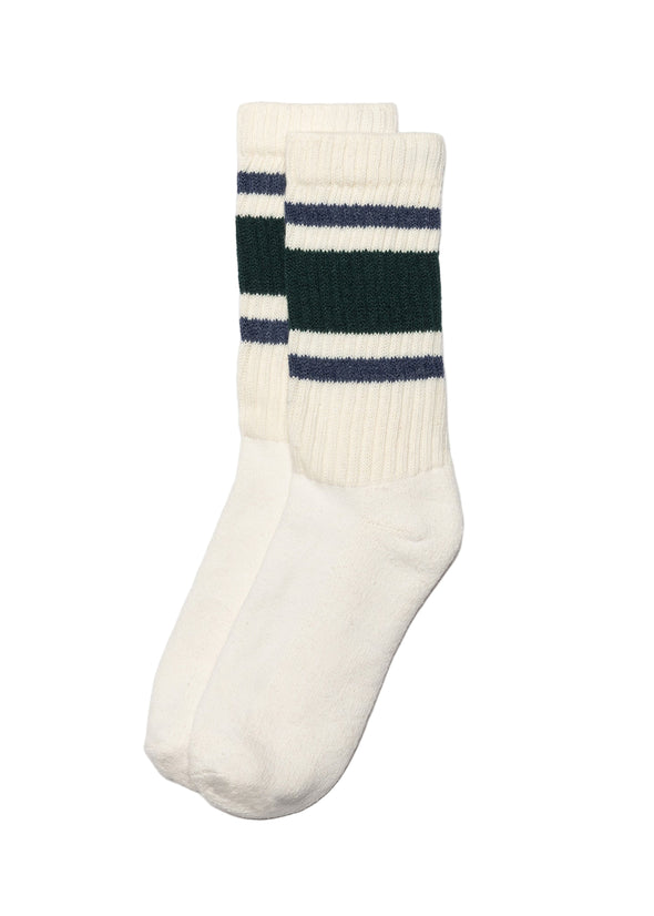 American Trench Retro Stripe Sock in Forest/Denim