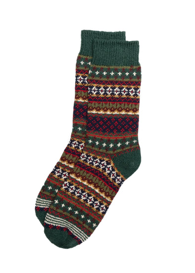 American Trench Cotton Fair Isle Sock in Mistletoe