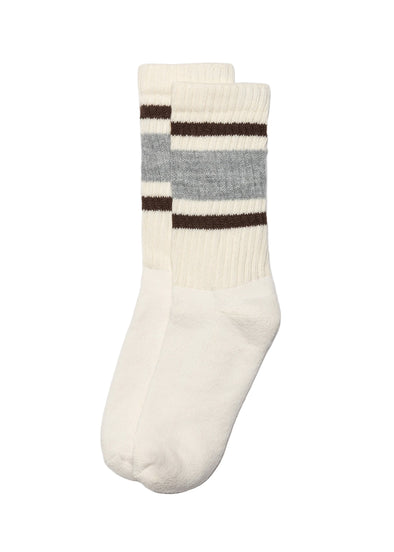American Trench Retro Stripe Sock in Grey Heather/Brown